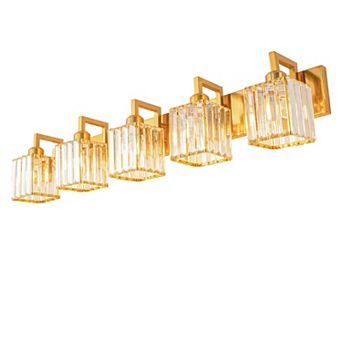 ZLAIQB 36.22“ 5-Light Modern Crystal Bathroom Wall Lamp