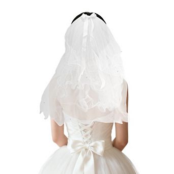 Four-Layer Pearl Bow Hair Clip Wedding Veil White 1 pc