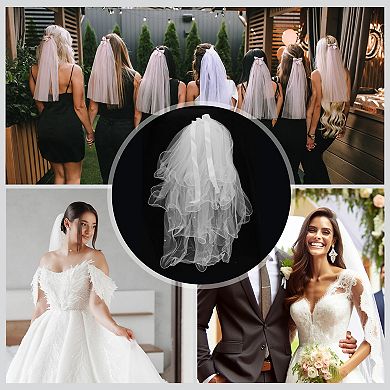 Four-Layer Pearl Bow Hair Clip Wedding Veil White 1 Pc