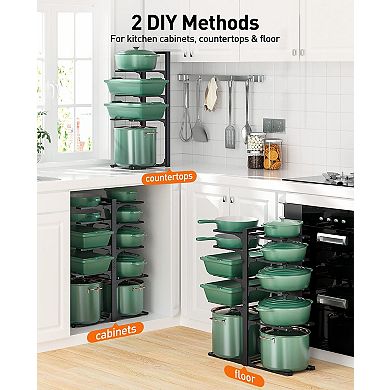 Adjustable 23.62" Elevated Pan Organizer for Heavy Pots & Pans