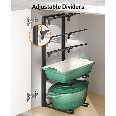 Adjustable 23.62" Elevated Pan Organizer for Heavy Pots & Pans