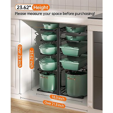 Adjustable 23.62" Elevated Pan Organizer for Heavy Pots & Pans