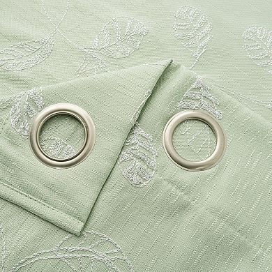 100% Polyester 140 GSM Reed Embroidered Grommet Curtain Panel