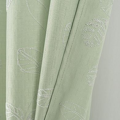 100% Polyester 140 GSM Reed Embroidered Grommet Curtain Panel