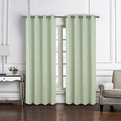 100% Polyester 140 GSM Reed Embroidered Grommet Curtain Panel