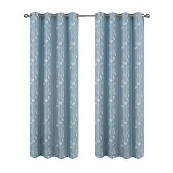 100% Polyester 140 GSM Reed Embroidered Grommet Curtain Panel