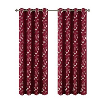 100% Polyester 140 GSM Reed Embroidered Grommet Curtain Panel
