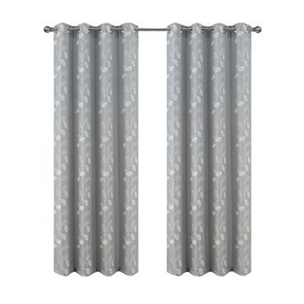 100% Polyester 140 GSM Reed Embroidered Grommet Curtain Panel