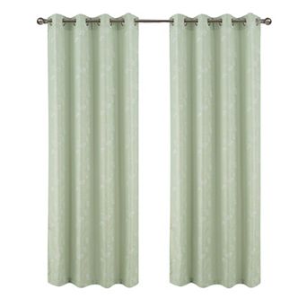 100% Polyester 140 GSM Reed Embroidered Grommet Curtain Panel