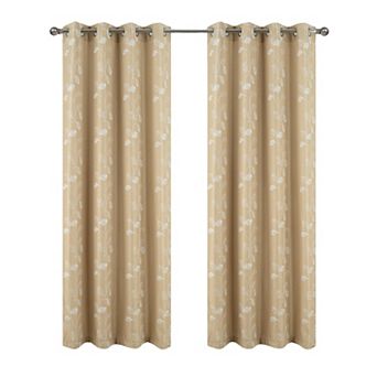 100% Polyester 140 GSM Reed Embroidered Grommet Curtain Panel