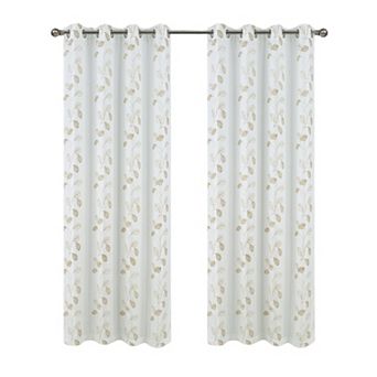 100% Polyester 140 GSM Reed Embroidered Grommet Curtain Panel