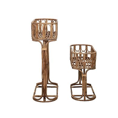 Hello Honey Handmade Woven Rattan Planters, Natural, Set of 2