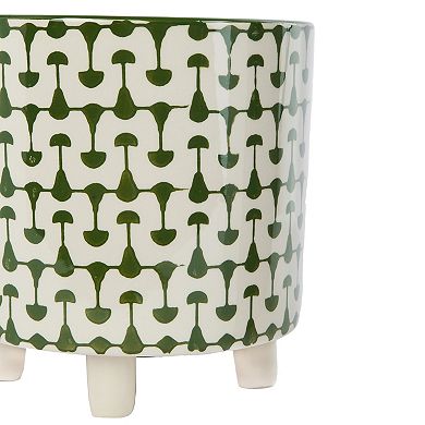 Hello Honey Footed Stoneware Planter with Abstract Print