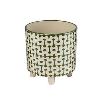 Hello Honey Footed Stoneware Planter with Abstract Print
