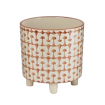 Hello Honey Footed Stoneware Planter with Abstract Print