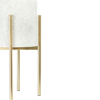 Hello Honey Modern Boho Embossed Metal Planters with Stands, Set of 2 Sizes