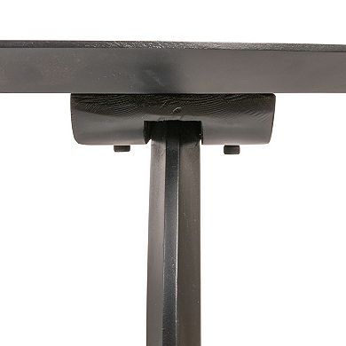 Hello Honey Pill-Shaped Acacia Wood Dining Table with Half-Moon Base