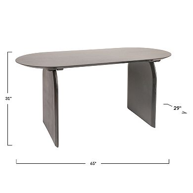 Hello Honey Pill-Shaped Acacia Wood Dining Table with Half-Moon Base