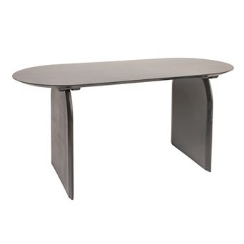 Hello Honey Pill-Shaped Acacia Wood Dining Table with Half-Moon Base