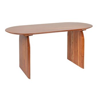 Hello Honey Pill-Shaped Acacia Wood Dining Table with Half-Moon Base