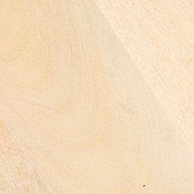 Hello Honey Round Mango Wood Accent Table with Stacked End Grain Base