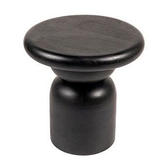 Hello Honey Round Mango Wood Accent Table with Stacked End Grain Base