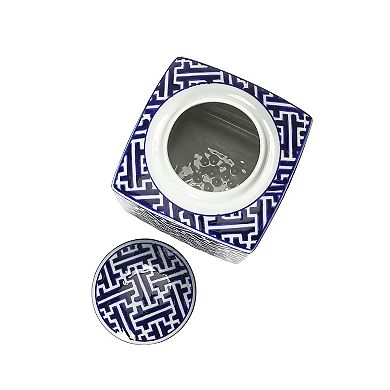 Hello Honey Decorative Square Ceramic Ginger Jar with Lid