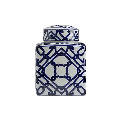 Hello Honey Decorative Square Ceramic Ginger Jar with Lid