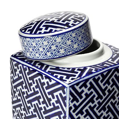 Hello Honey Decorative Square Ceramic Ginger Jar with Lid