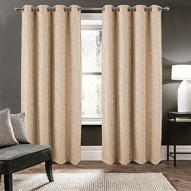 100% Polyester 270 GSM Reba Luxury Jacquard Blackout Grommet Curtain Panel