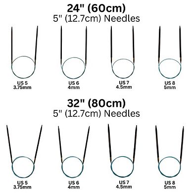 Blue Silk Ultimate Sweater Set Ebony Circular Knitting Needles 8 Sizes w/custom case