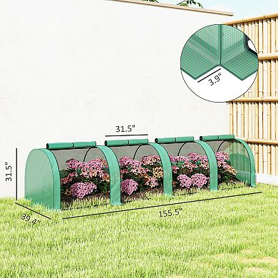 Outsunny Portable Tunneled house with Zippered Doors, PE Cover