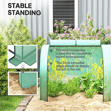 Outsunny Portable Tunneled house with Zippered Doors, PE Cover