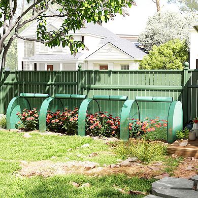 Outsunny Portable Tunneled house with Zippered Doors, PE Cover