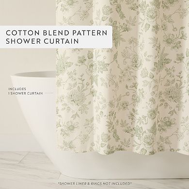 Cotton Blend Floral Shower Curtain
