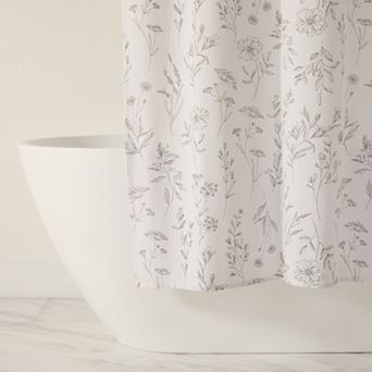 Cotton Blend Floral Shower Curtain