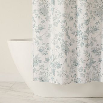 Cotton Blend Floral Shower Curtain