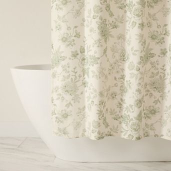 Cotton Blend Floral Shower Curtain