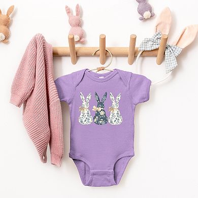 Three Blue Willow Bunnies - Baby Short Sleeve Graphic Bodysuit