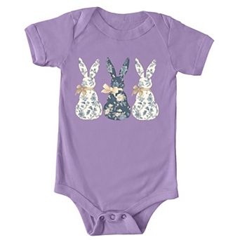 Three Blue Willow Bunnies - Baby Short Sleeve Graphic Bodysuit
