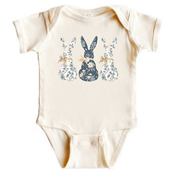 Three Blue Willow Bunnies - Baby Short Sleeve Graphic Bodysuit