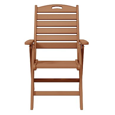 HDPE Adjustable Highback Folding Outdoor Patio Dining Chairs Set of 2