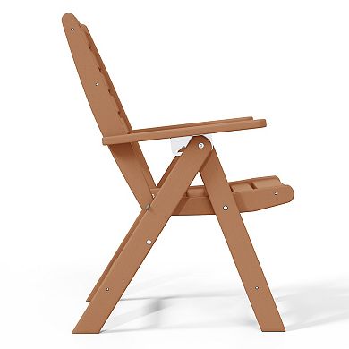HDPE Adjustable Highback Folding Outdoor Patio Dining Chairs Set of 2