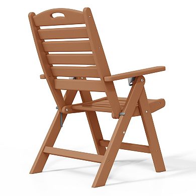 HDPE Adjustable Highback Folding Outdoor Patio Dining Chairs Set of 2