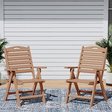 HDPE Adjustable Highback Folding Outdoor Patio Dining Chairs Set of 2