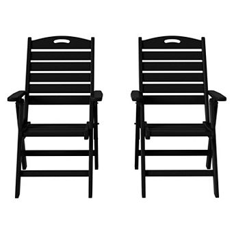 HDPE Adjustable Highback Folding Outdoor Patio Dining Chairs Set of 2