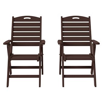 HDPE Adjustable Highback Folding Outdoor Patio Dining Chairs Set of 2