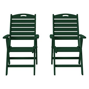 HDPE Adjustable Highback Folding Outdoor Patio Dining Chairs Set of 2