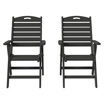 HDPE Adjustable Highback Folding Outdoor Patio Dining Chairs Set of 2