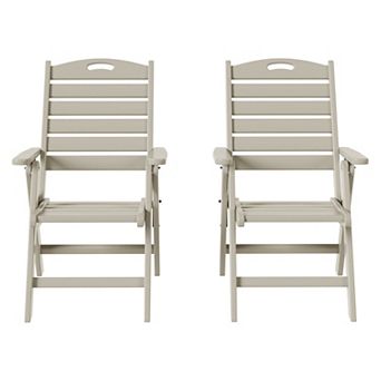 HDPE Adjustable Highback Folding Outdoor Patio Dining Chairs Set of 2